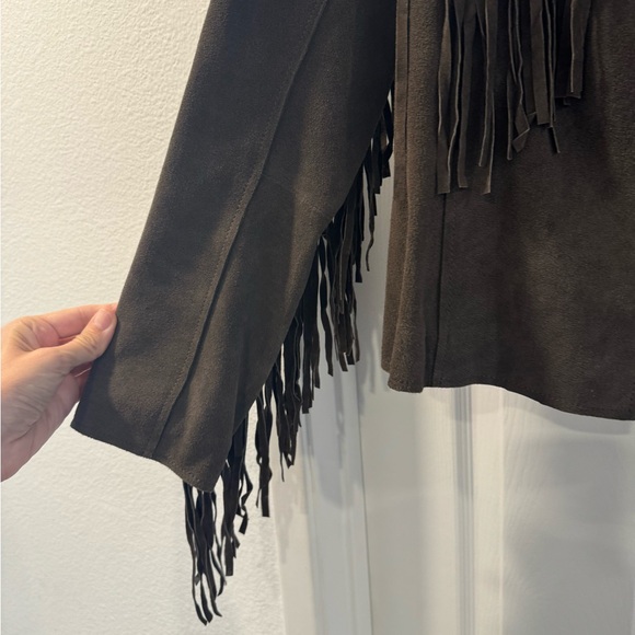 Of Two Minds Charcoal Suede Fringe Jacket - Picture 6 of 12